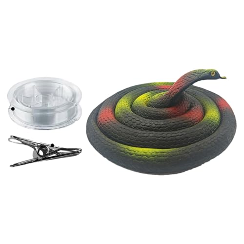 Xasbseulk Gefälschte Schlange, realistischer Schlangenstreich,Clip-on-Schlangenstreich-Requisiten mit Schnur - DIY Cobra Spielzeug, 3,9 Fuß große lustige Streichschlange für Feiertage, Partys, von Xasbseulk