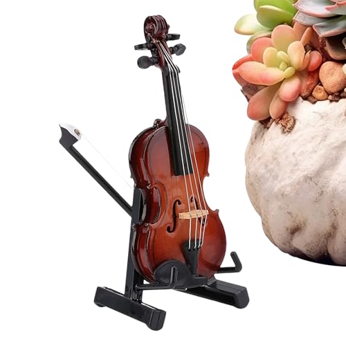 Xasbseulk Mini-Violine, Mini-Musikinstrument, Violinenmodell mit Ständer, Sammlerstück, Puppenhausmodell für Arbeitszimmer, Schlafzimmer, Wohnzimmer Xasbseulk Mini-Violine, Mini-Musikinstrument, Violinenmodell mit Ständer, Sammlerstück, Puppenhausmodell für Arbeitszimmer, Schlafzimmer, Wohnzimmer von Xasbseulk