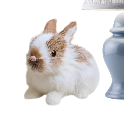 Xasbseulk Miniatur Nachbildung Kaninchen | Miniatur Plüschkaninchen Realistische Figur | Kleines Simulation Kuscheltier | Für Ostern Party Baby Deko Feengarten Miniaturlandschaft Schreibtisch von Xasbseulk