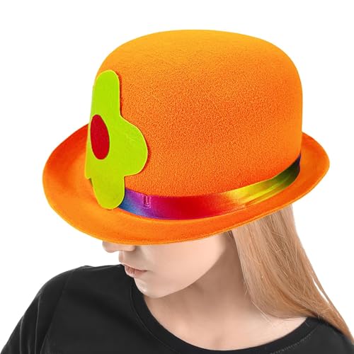 Xasbseulk Narrenhüte | Flat Top Clown Hut mit Blume - Mode Narren Accessoires für Auftritt Outdoor Home Cosplay Versammlung Festival Xasbseulk Narrenhüte | Flat Top Clown Hut mit Blume - Mode Narren Accessoires für Auftritt Outdoor Home Cosplay Versammlung Festival von Xasbseulk