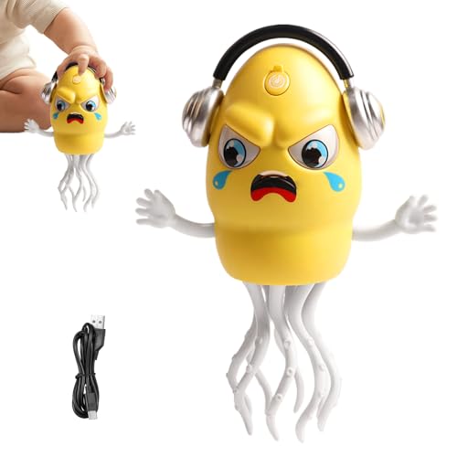 Xasbseulk Tanzender Oktopus Baby Spielzeug | Wiggelnder Hindernissensor Tintenfisch,Wiederaufladbares Oktamusik Spielzeug Mit Licht Für Kinder Geburtstag Weihnachten Krabbelspielzeug Babybett von Xasbseulk