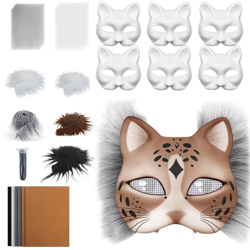 Xasbseulk Weiße Katzemaske - Tiermasken-Set | Zubehör Mit Netzstoff Filz Kostüm Requisite Für Party Karneval Cosplay Damen Herren Xasbseulk Weiße Katzemaske - Tiermasken-Set | Zubehör Mit Netzstoff Filz Kostüm Requisite Für Party Karneval Cosplay Damen Herren von Xasbseulk
