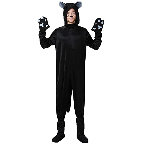 Xbemkste Halloween Kostüm, Haloween Kostume, Tierkostüm Erwachsene, Halloween Deko, Halloween Kostüm Herren Damen, Herren Katze Kostüm für Karneval Halloween Fasching Overall Hut und Klauen von Xbemkste