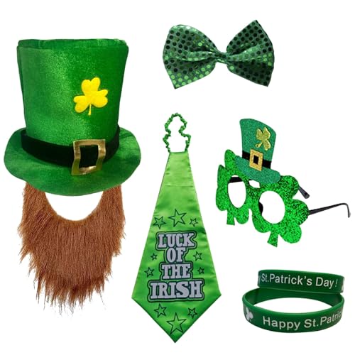 Xbemkste St. Patricks Day Dekorationen St. Patricks Day Zubehör St. Patricks Day Hut irische Geschenke St. Patricks Day Verkleidung Stirnband Cowboyhut Baseballkappe Eimer Hut Zylinderhut von Xbemkste