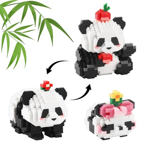 Xbessc 3 In 1 Panda Bausteine Set Panda Bricks Mini Klemmbausteine Tiere Niedlich Tier Building Block Set Robust und Stabil Panda Geschenk für Kinder Ab 7 Jahren Erwachsene Nette Home Decors von Xbessc