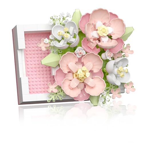 Xbessc Klemmbausteine Blumen Pflanzen Puzzle Bausteine Flowers Deko Pflanze Partikel Blume Botanische Ziegel Hibiskusblüten Blumenkasten Baustein Room Decor Heimdekoration für Mädchen und Erwachsene von Xbessc