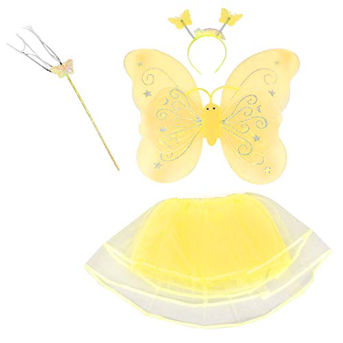 Xbsduih 4Pcs Fee Prinzessin Schmetterling EngelsflüGel KostüM Kleid Geburtstagsgeschenke Gelb Xbsduih 4Pcs Fee Prinzessin Schmetterling EngelsflüGel KostüM Kleid Geburtstagsgeschenke Gelb von Xbsduih