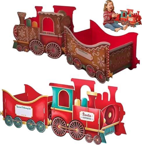 Santa's Gift Train Trains, Whimsical Gingerbread Design, Gift & Candy Holder, Holiday Cheer Delivery, Holiday Party Decor Centerpiece (2 Pcs-Mix) von Xebular