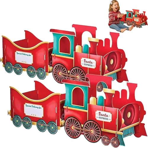 Santa's Gift Train Trains, Whimsical Gingerbread Design, Gift & Candy Holder, Holiday Cheer Delivery, Holiday Party Decor Centerpiece (2 Pcs-Style A) von Xebular