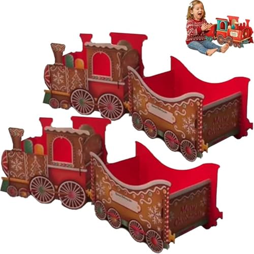 Santa's Gift Train Trains, Whimsical Gingerbread Design, Gift & Candy Holder, Holiday Cheer Delivery, Holiday Party Decor Centerpiece (2 Pcs-Style B) von Xebular