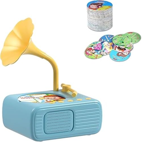 Tretregard Kids Phonograph – Kids Phonograph Record Player, Toddler Toys for Early Learning, Story Music Player, with 96 Learning Cards and 10 Recording Cards for Early Childhood Learning (Blue) von Xebular
