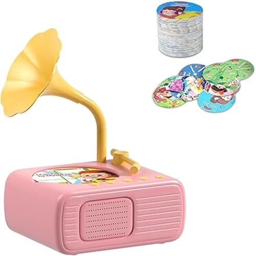 Tretregard Kids Phonograph – Kids Phonograph Record Player, Toddler Toys for Early Learning, Story Music Player, with 96 Learning Cards and 10 Recording Cards for Early Childhood Learning (Pink) von Xebular
