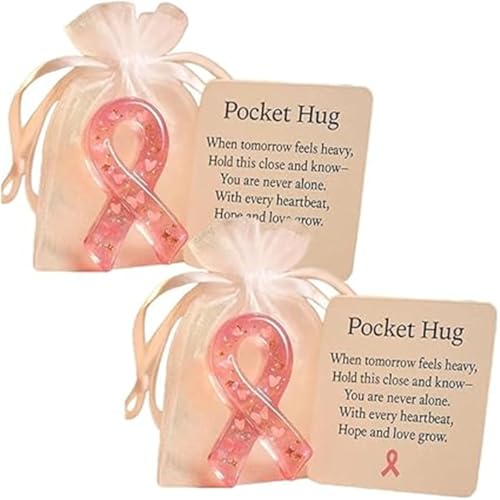 Xebular Breast Cancer Awareness Pocket Hug – Pink Ribbon Pocket Hug, Relieve Treatment Pressure and Inspire Patients Overcome Illness, Sympathy Gift with Healing Symbolism (2 Pcs Style A) von Xebular