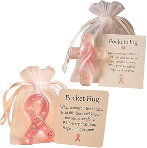 Xebular Breast Cancer Awareness Pocket Hug – Pink Ribbon Pocket Hug, Relieve Treatment Pressure and Inspire Patients Overcome Illness, Sympathy Gift with Healing Symbolism (2 Pcs Style A+Style B) von Xebular