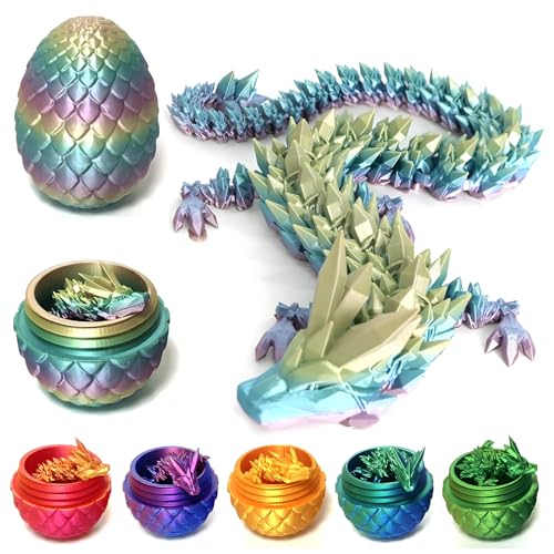 3D Gedrucktes Drachenei mit Drachen im Inneren Dragon Egg 3D Gedrucktes Bewegliches Drachenei Drachen Figuren Geheimnisvoller Drache Spielzeug, Flexible Gelenke, Osterkorbfüller (Rainbow) von XehCaol