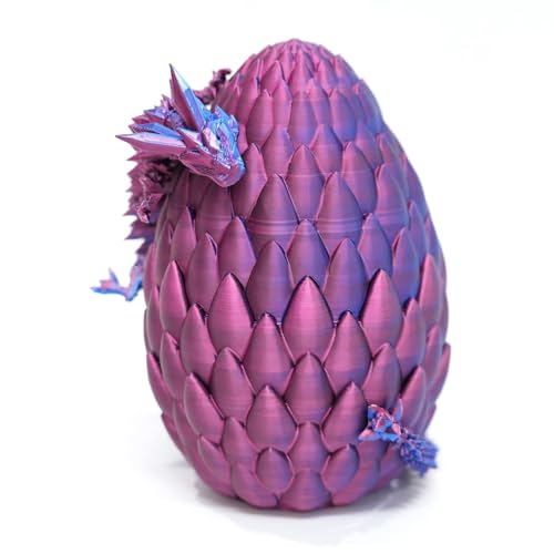 3D Gedrucktes Drachenei mit Drachen im Inneren Dragon Egg 3D Gedrucktes Bewegliches Drachenei Drachen Figuren Geheimnisvoller Drache Spielzeug, Flexible Gelenke (Drachenschuppe Purple) von XehCaol