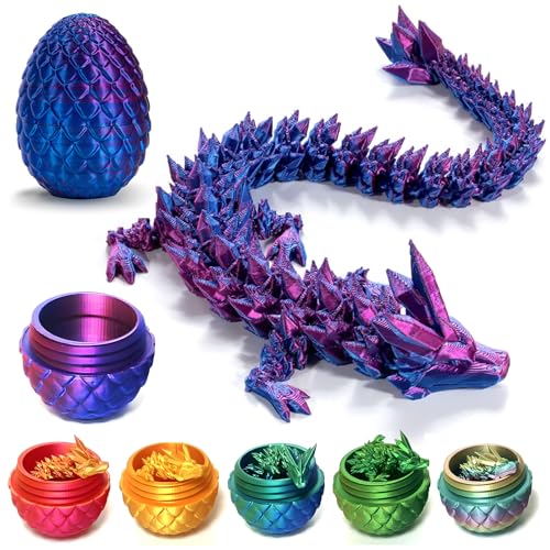 XehCaol 3D Gedrucktes Drachenei mit Drachen im Inneren Dragon Egg 3D Gedrucktes Bewegliches Drachenei Drachen Figuren Geheimnisvoller Drache Spielzeug, Flexible Gelenke, Osterkorbfüller (Purple) von XehCaol