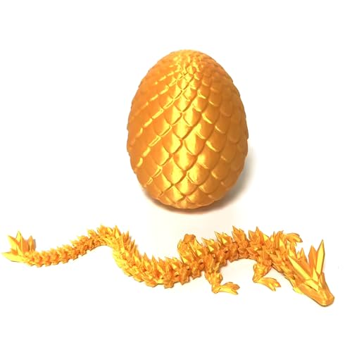 XehCaol 3D Gedrucktes Drachenei mit Drachen im Inneren Dragon Egg 3D Gedrucktes Bewegliches Drachenei Drachen Figuren Geheimnisvoller Drache Spielzeug, Flexible Gelenke, Osterkorbfüller (Yellow) von XehCaol