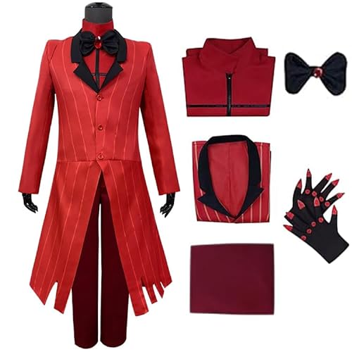 XehCaol Alastor Kostüm Hazbin Hotel Radio Dämon Perücke Wig Cosplay Uniform Halloween Outfits Anzug Komplettset für Erwachsene (alastor, 2XL) von XehCaol