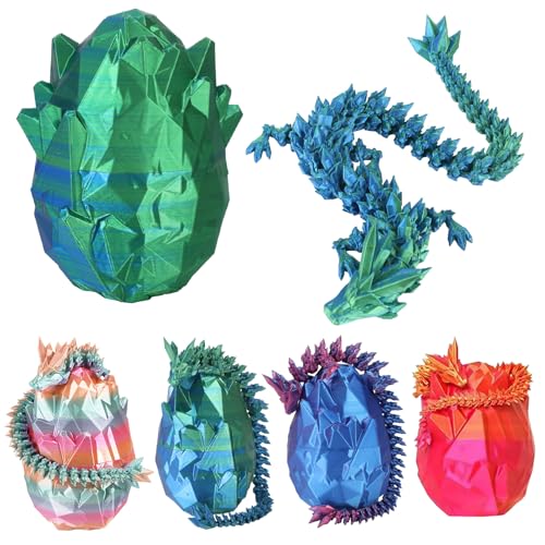XehCaol Drachenei Drachenei mit Drache 3D Gedruckter Beweglicher Rose Drachen Spielzeug Ostern Geschenke Drachen Figuren Überraschung Easter Dracheneier Büros Wohnkultur (Style C-Blue) von XehCaol