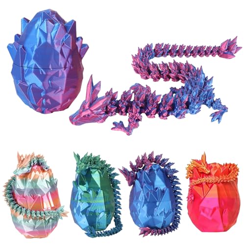 XehCaol Drachenei Drachenei mit Drache 3D Gedruckter Beweglicher Rose Drachen Spielzeug Ostern Geschenke Drachen Figuren Überraschung Easter Dracheneier Büros Wohnkultur (Style C-Purple) von XehCaol