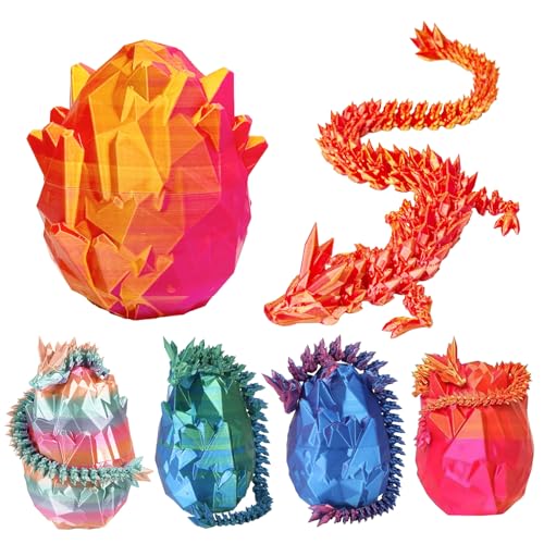 XehCaol Drachenei Drachenei mit Drache 3D Gedruckter Beweglicher Rose Drachen Spielzeug Ostern Geschenke Drachen Figuren Überraschung Easter Dracheneier Büros Wohnkultur (Style C-Red) von XehCaol