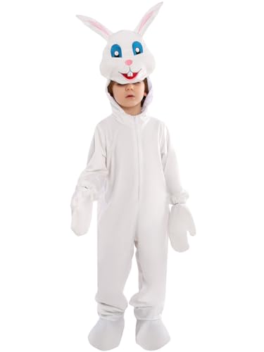 XehCaol Hasenkostüm für Erwachsene Kinder，Fasching Karneval Kostüm Hase Lustiges Tier Kostüm Herren (Kids White, L) von XehCaol