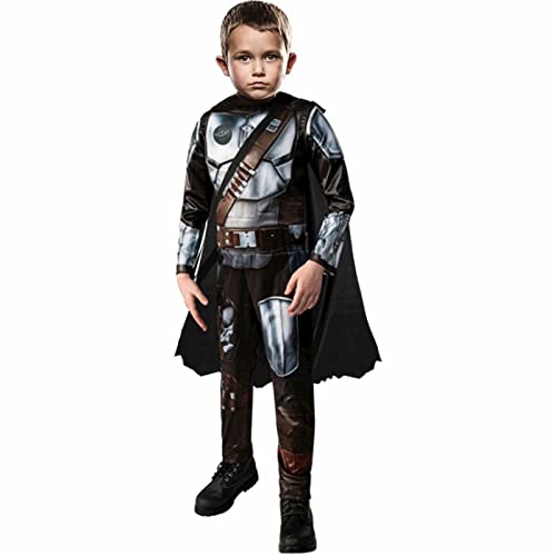 XehCaol Mandalorian Kostüm Kinder Mit Helm Jungen Cosplay Umhang Overall Outfit für Jungen Halloween Party (No helm, S（4-6years) von XehCaol