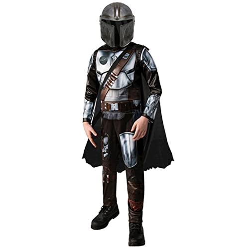 XehCaol Mandalorian Kostüm Kinder Mit Helm Jungen Cosplay Umhang Overall Outfit für Jungen Halloween Party (mit helm, L(9-10years)) von XehCaol