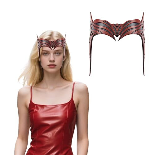 XehCaol Scarlet Witch Crown Wanda Maximoff Headpiece Scarlet Witch Maske aus Leder Scarlet Witch Kostüm Accessory für Erwachsene Halloween Karneval Party (B) von XehCaol