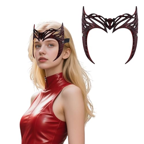XehCaol Scarlet Witch Crown Wanda Maximoff Headpiece Scarlet Witch Maske aus Leder Scarlet Witch Kostüm Accessory für Erwachsene Halloween Karneval Party (C) von XehCaol