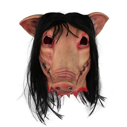 XehCaol Schweinemaske,Saw Pig Maske Halloween Horror Masken Kostüm Cosplay Latex Props (style D) von XehCaol
