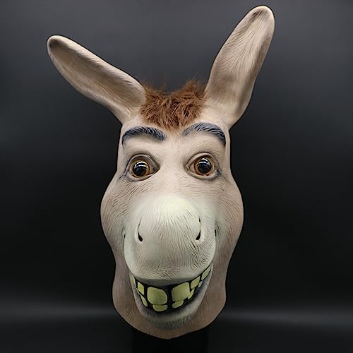 XehCaol Shrek Maske Esel Maske Kostüm,Tiermaske,Lustige Masken Maske Kostüm Halloween Cosplay Props für Erwachsene (esel) von XehCaol