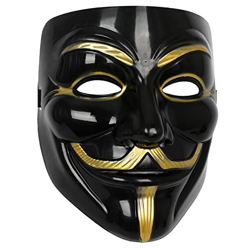 XehCaol Vendetta Maske，V Wie Vendetta Hacker Masken Halloween Masks，Guy Fawkes Maske Cosplay Props Kostüm Herren (Balck) von XehCaol
