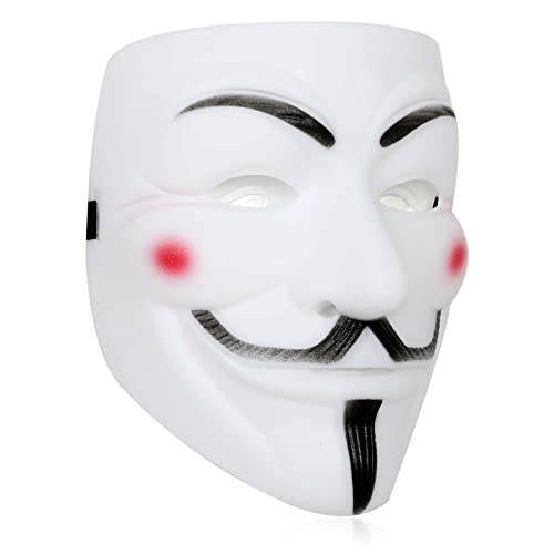 XehCaol Vendetta Maske，V Wie Vendetta Hacker Masken Halloween Masks，Guy Fawkes Maske Cosplay Props Kostüm Herren (White) von XehCaol