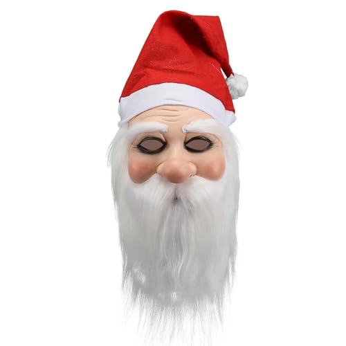 XehCaol Weihnachtsmann Maske Weihnachtsmütze Bart Maske Nikolaus Maske für Erwachsene Weihnachtsmann Kostüm Requisiten (Maske C) von XehCaol