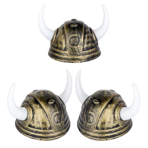 3er-Pack Helmhut für Halloween-Party-Kostüme (mittelalterlicher Wikingerhelm mit Hörnern) von Xelue FF