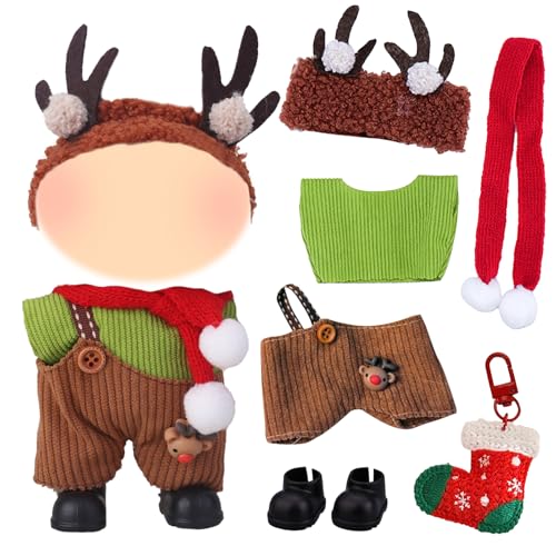 17 cm Plüschpuppenkleidung, 6-teiliges modisches süßes Puppen-Kleidungsset, Stirnband, roter Schal, Oberteil, Overall, Weihnachtsdekoration, schwarze Schuhe, DIY-Geschenk, Geschenk für Kinder 17 cm Plüschpuppenkleidung, 6-teiliges modisches süßes Puppen-Kleidungsset, Stirnband, roter Schal, Oberteil, Overall, Weihnachtsdekoration, schwarze Schuhe, DIY-Geschenk, Geschenk für Kinder von Xerteam