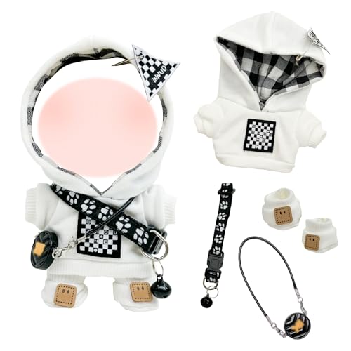 Kleidung für 17cm Puppen, 17cm Sport Puppe Kleidung Zubehör Set mit Weißen Hoodie Socken Schwarze Tasche Sporttasche für Mädchen Geburtstagsgeschenk Keine Puppe von Xerteam
