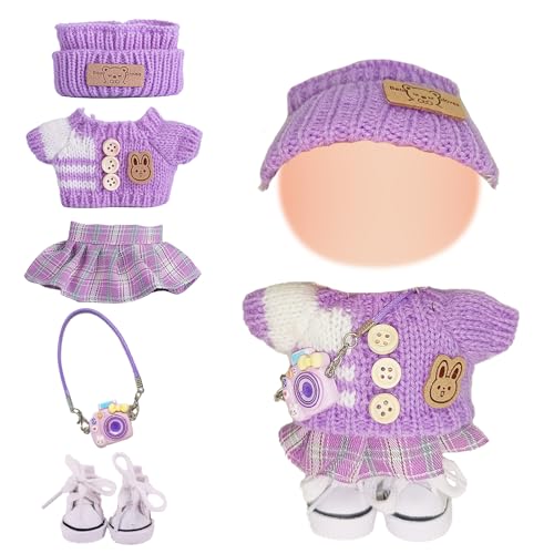17cm Plüsch Puppenkleidung Set, Kleidung für 17cm Puppe, 5 Stück Mini Plüsch Puppenkleidung Outfit, Kameraanhänger, Segeltuchschuhe, Strickmütze, Pullover, Rock, Geeignet für Mädchen und Sammler 17cm Plüsch Puppenkleidung Set, Kleidung für 17cm Puppe, 5 Stück Mini Plüsch Puppenkleidung Outfit, Kameraanhänger, Segeltuchschuhe, Strickmütze, Pullover, Rock, Geeignet für Mädchen und Sammler von Xerteam