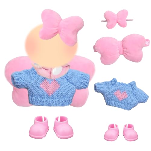 Xerteam 4 Puppenkleidung Zubehör für 12–17 cm Plüsch Puppen, Blauer Pullover mit Schuhen, Große Mittlere rosa Schmetterlingsschleifen Dekorationen, Modisches Puppenzubehör für 17 cm Plüschpuppen Xerteam 4 Puppenkleidung Zubehör für 12–17 cm Plüsch Puppen, Blauer Pullover mit Schuhen, Große Mittlere rosa Schmetterlingsschleifen Dekorationen, Modisches Puppenzubehör für 17 cm Plüschpuppen von Xerteam