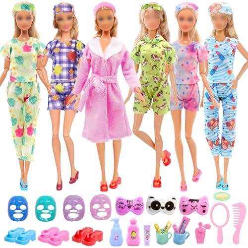 28 Kleidung und Zubehör für Puppen, Fashion Puppenpyjamas und Bademäntel Kompatibel mit Barbie Puppen, 4 Süße Puppenpyjamas 2 Bademäntel Toilettenartikel Gesichtsmaske und Augenmaske Set 3 Hausschuhe 28 Kleidung und Zubehör für Puppen, Fashion Puppenpyjamas und Bademäntel Kompatibel mit Barbie Puppen, 4 Süße Puppenpyjamas 2 Bademäntel Toilettenartikel Gesichtsmaske und Augenmaske Set 3 Hausschuhe von Xerteam