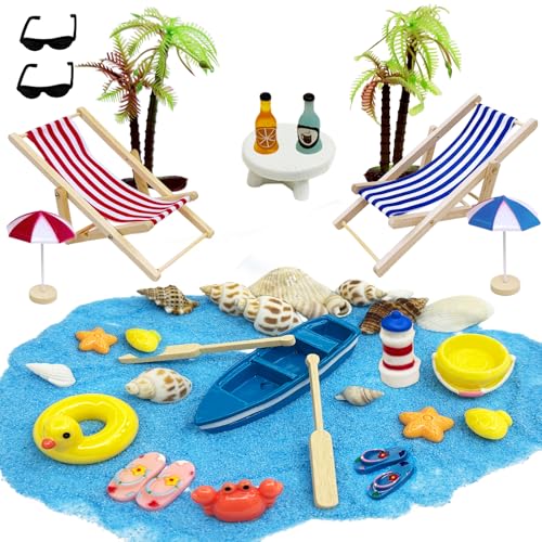 29 Stück Strand-Mikrolandschaft Miniatur Dekoration, DIY Mini-Strand Dekorationen, Strandkorb Sonnenschirm Kleine Palme Segelboot Leuchtturm Muschel Deko, für DIY Garten-Deko Puppenhaus Dekoration 29 Stück Strand-Mikrolandschaft Miniatur Dekoration, DIY Mini-Strand Dekorationen, Strandkorb Sonnenschirm Kleine Palme Segelboot Leuchtturm Muschel Deko, für DIY Garten-Deko Puppenhaus Dekoration von Xerteam