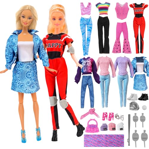 29 Puppenkleidung und Zubehör, 7 Kleidung Sets with Winter Outfits Kompatibel mit Barbie Puppen, Sport Stil 1 Baseball Uniform 7 Sportausrüstung 1 Yoga Set Casual Style Blue Short Rock Set 4 Tops Sets 29 Puppenkleidung und Zubehör, 7 Kleidung Sets with Winter Outfits Kompatibel mit Barbie Puppen, Sport Stil 1 Baseball Uniform 7 Sportausrüstung 1 Yoga Set Casual Style Blue Short Rock Set 4 Tops Sets von Xerteam