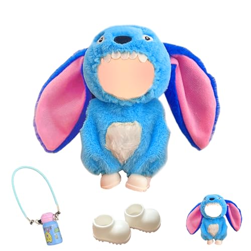 3 Stück 17 cm blaue Puppenkleidung, Puppen-Outfit für 17 cm große Puppen, süßes Puppenzubehör-Sets, Plüschpuppen-Outfit mit 1 Jumpsuits+1 Anhänger+1 Schuhen, für Mädchen (ohne Puppe) von Xerteam