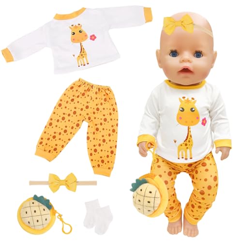 Xerteam Puppenkleidung 43 cm, Puppenkleidungs Set für 30–45 cm Große Baby Puppen, Puppenzubehör – Puppenkleidungs Set, Haarband, Geldbörse, Socken (Gelb) Xerteam Puppenkleidung 43 cm, Puppenkleidungs Set für 30–45 cm Große Baby Puppen, Puppenzubehör – Puppenkleidungs Set, Haarband, Geldbörse, Socken (Gelb) von Xerteam