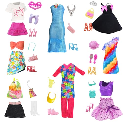 36 Stück Puppen Kleidung und Zubehör, Sommer Kleidung für 11,5 Zoll Puppen Schleifen Knoten Kleid Trainingsanzug Bikini Set mit 8 Kleidung + 8 Schuhe + 16 Zubehör, Geschenk für Mädchen 36 Stück Puppen Kleidung und Zubehör, Sommer Kleidung für 11,5 Zoll Puppen Schleifen Knoten Kleid Trainingsanzug Bikini Set mit 8 Kleidung + 8 Schuhe + 16 Zubehör, Geschenk für Mädchen von Xerteam