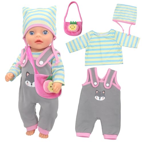 4 Stück Babypuppenkleidung für 12–14 Zoll große Babypuppen, 30–35 cm, Koala-Overall für Neue Babypuppen, süße Babypuppen-Outfits, Overall, Zylinder und Tasche, Neue Puppenkleidung, Zubehör 4 Stück Babypuppenkleidung für 12–14 Zoll große Babypuppen, 30–35 cm, Koala-Overall für Neue Babypuppen, süße Babypuppen-Outfits, Overall, Zylinder und Tasche, Neue Puppenkleidung, Zubehör von Xerteam