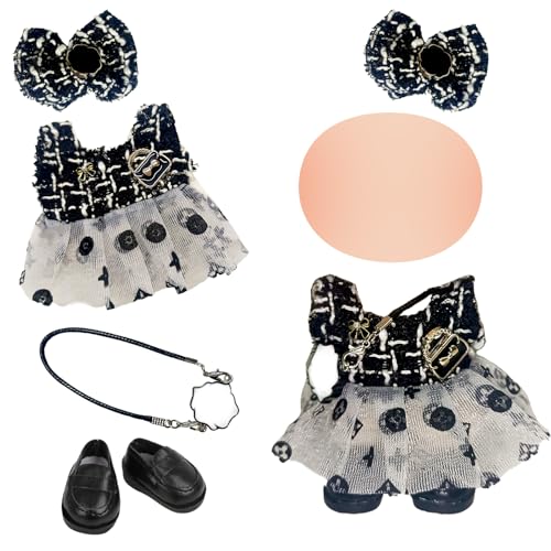 4 Stück Retro-Mode Puppe Kleidung für 17 cm Puppen, Plüsch Puppenkleidung Outfit, Schwarze Schleife, Gemusterter Tüllrock, Kamelienanhänger, Lederschuhe, Geeignet für Mädchen & Sammler (Ohne Puppe) 4 Stück Retro-Mode Puppe Kleidung für 17 cm Puppen, Plüsch Puppenkleidung Outfit, Schwarze Schleife, Gemusterter Tüllrock, Kamelienanhänger, Lederschuhe, Geeignet für Mädchen & Sammler (Ohne Puppe) von Xerteam