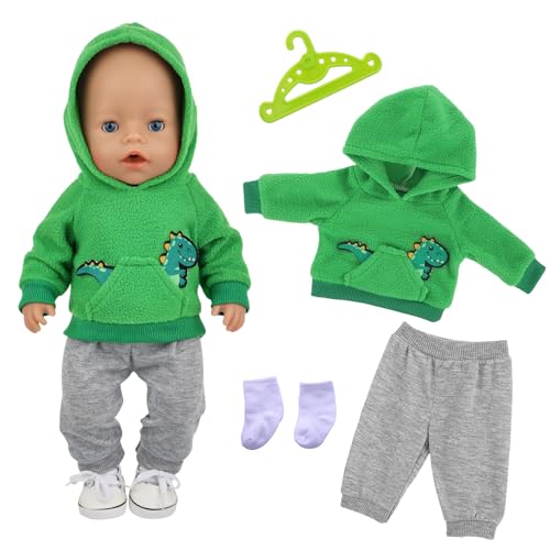 43 cm große Puppenkleidung, grüner Dinosaurier-Element-Pullover + graue Hose + weiße Socken 43 cm große Puppenkleidung, grüner Dinosaurier-Element-Pullover + graue Hose + weiße Socken von Xerteam